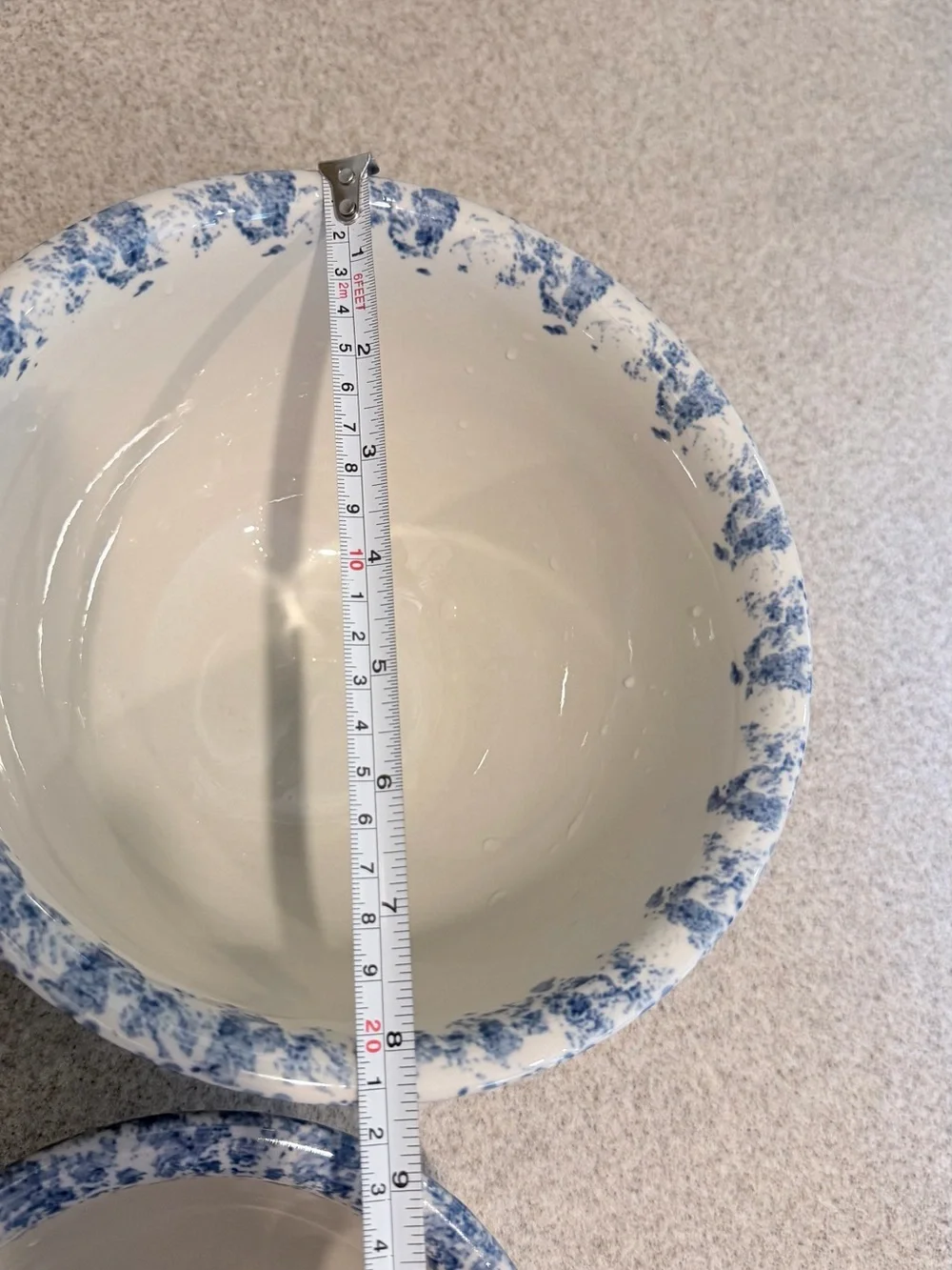William Sonoma Vintage Nesting Bowl Set-Blue & White Sponge paint-heavy ceramic